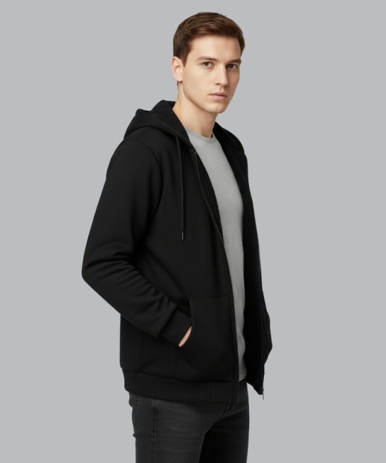Full Zip Up Thick Sherpa Lined Hooded Sweatshirts