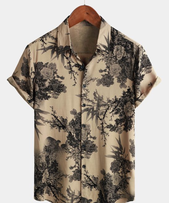 Vintage Bamboo Floral Short Sleeve Shirt