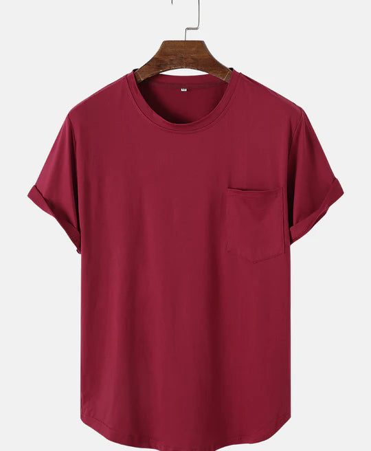 Solid Color Basic Tshirts With Pocket